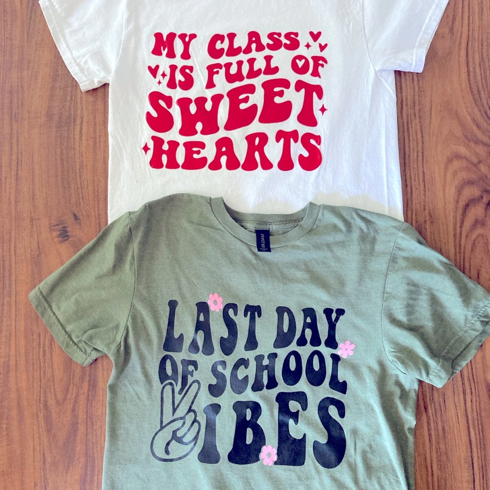 Two Handmade Teacher Shirts